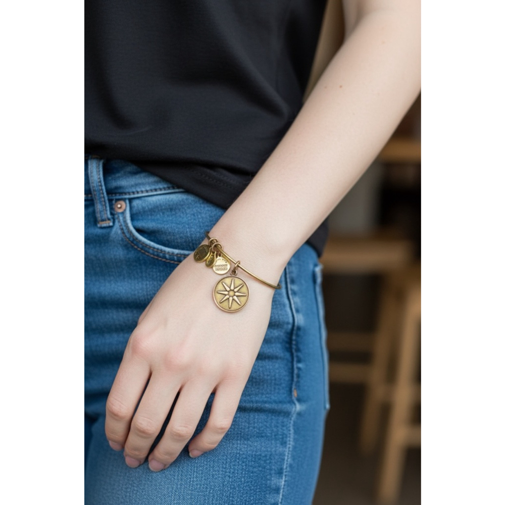 Alex and Ani Star Of Venus Gold Charm Bangle Bracelet